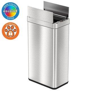 iTouchless 18 Gal Stainless Steel Wings Lid Sensor Kitchen Trash Can ...