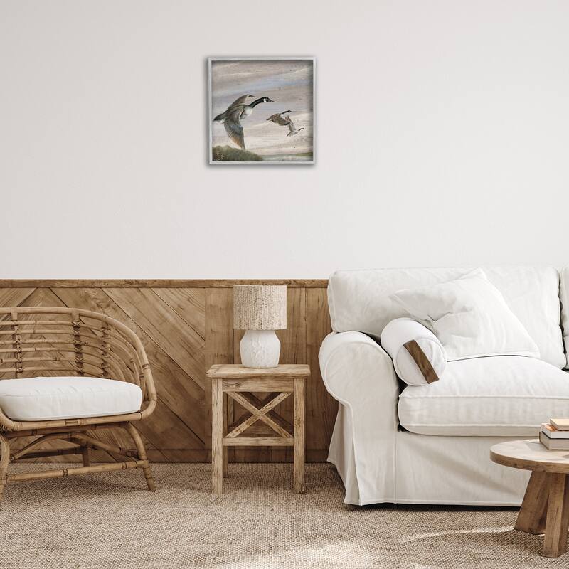 Stupell Flying Geese over Rustic Framed Giclee Art Design By Ruane Manning