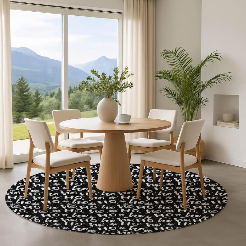 Premium Washable Super Soft Christmas Ho Ho Mayfield Rug - Black - 8' x 8'