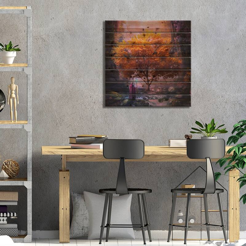 Woodland Realm Print On Wood by Cameron Gray - Multi-Color
