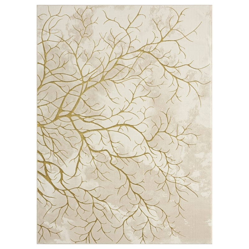 Ksamil Collection Abstract Area Rug - 7'11" x 10'10" - Beige/Gold