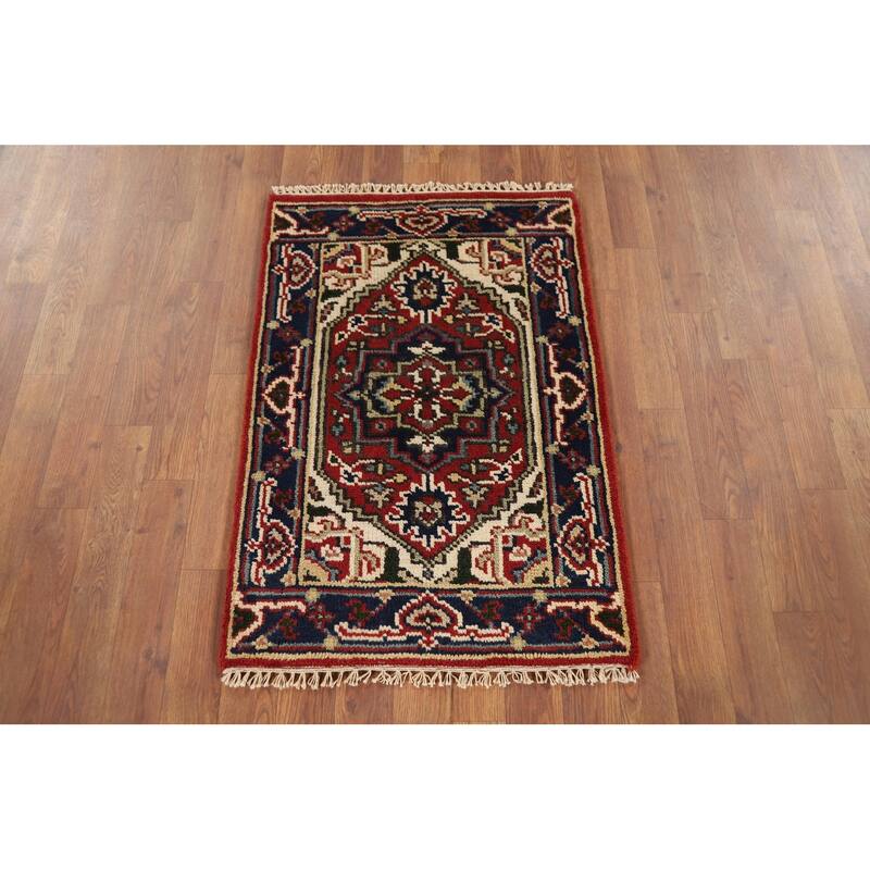 Geometric Heriz Serapi Accent Rug Handmade Wool Carpet - 2'0" x 3'0"