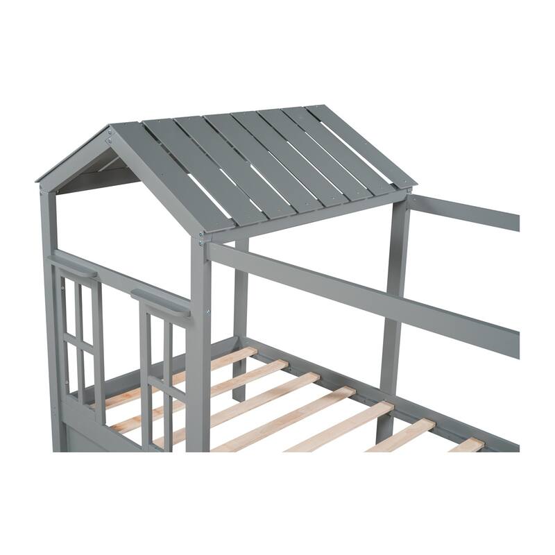 Merax House Bed with Roof, Window and Drawer