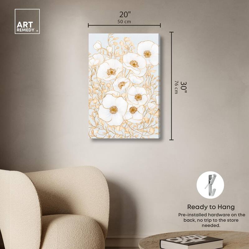 White and Gold Poppies I Canvas by Art Remedy, Gallery Wrapped