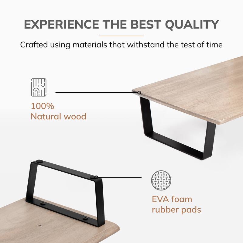 Jani Wood Monitor Stand Riser Desk - Ergonomic Design Stand, Desktop Organizer Table for Home, Office Workspace, Gaming Desk