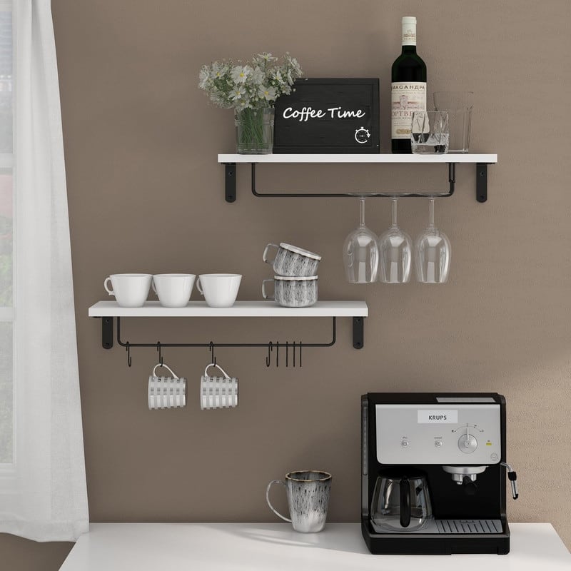20 Inch Wall Mounted Shelves for Coffee Cups Mugs Wine Glass - 19.7"D x 5.9"W x 0.6"H