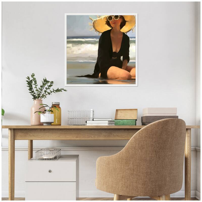 Kate and Laurel Sylvie Beach Babe 1 Framed Canvas by Mary Sparrow