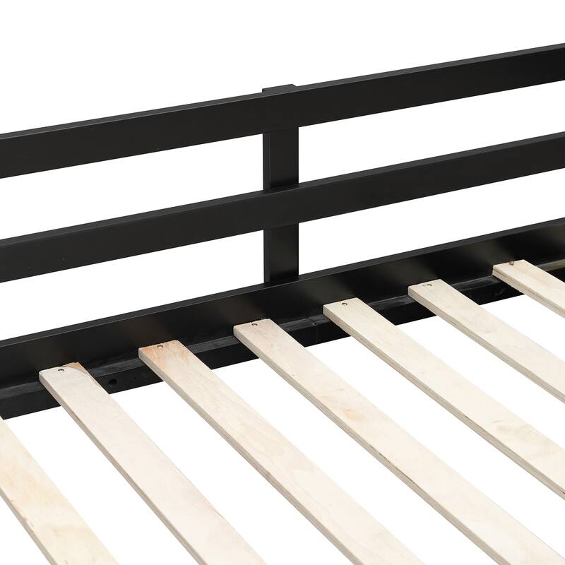 Full Size Wood Loft Bed with Desk, Open Wardrobe and Shelves, RGB LED Light, USB Ports and Power Outlets