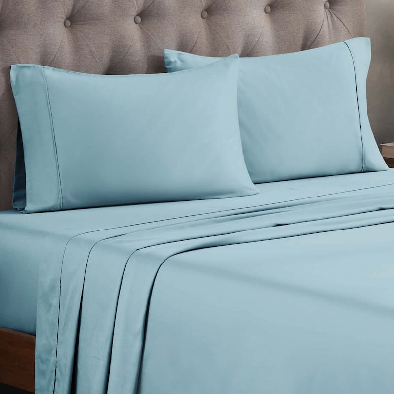 Superior Egyptian Cotton 300 Thread Count Solid Deep Pocket Sheet Set - Twin - Light Blue