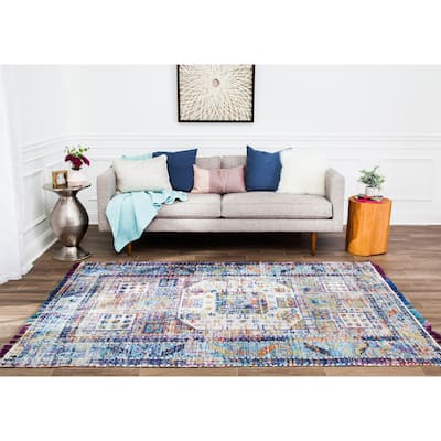 Tarom Distressed Area Rug w/ Multi Fringe