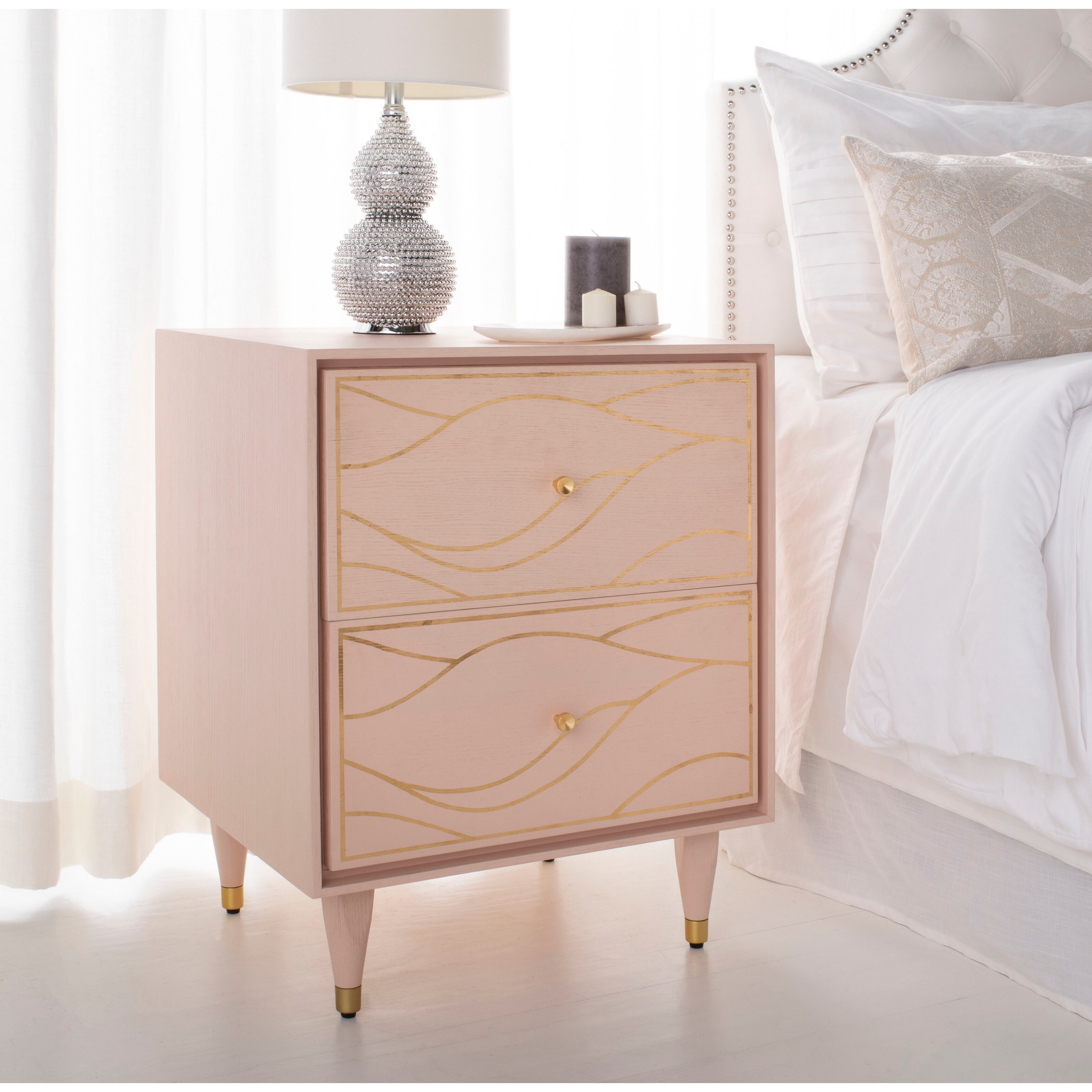 Shop Safavieh Couture Broderick Wave Nightstand Pink Gold On Sale Overstock 26564777