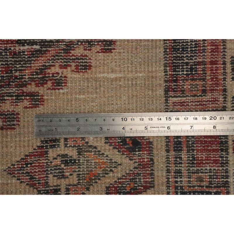 Hand Knotted Oriental 100% Wool Carpet Traditional Tribal Beige & Ivories Ardebil Runner Rug - 10' 5'' X 3' 1''