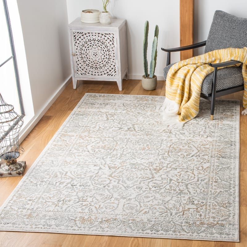 SAFAVIEH Princeton Biddie Vintage Distressed Boho Oriental Polyester Rug - 6' x 9' - Beige/Grey