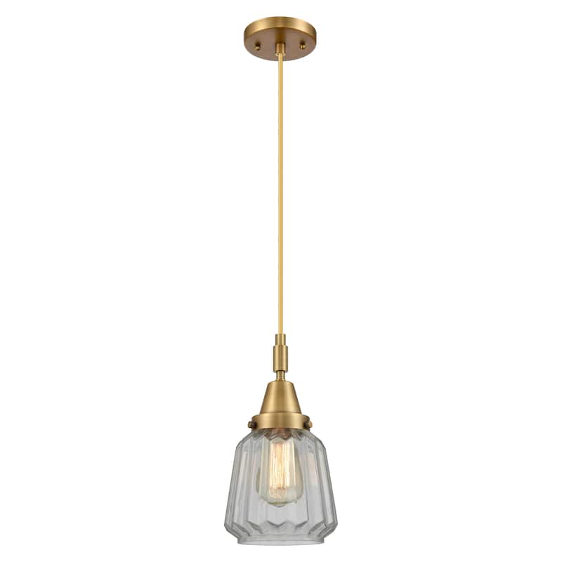 Innovations Lighting Downtown Urban - Caden Chatham - 1 Light 7" Cord Hung Mini Pendant - Brushed Brass/Clear Shade