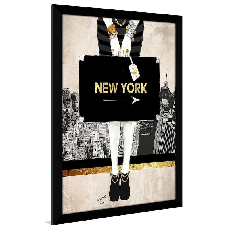 "New York Fashion in Gold" by Jodi Print on Acrylic