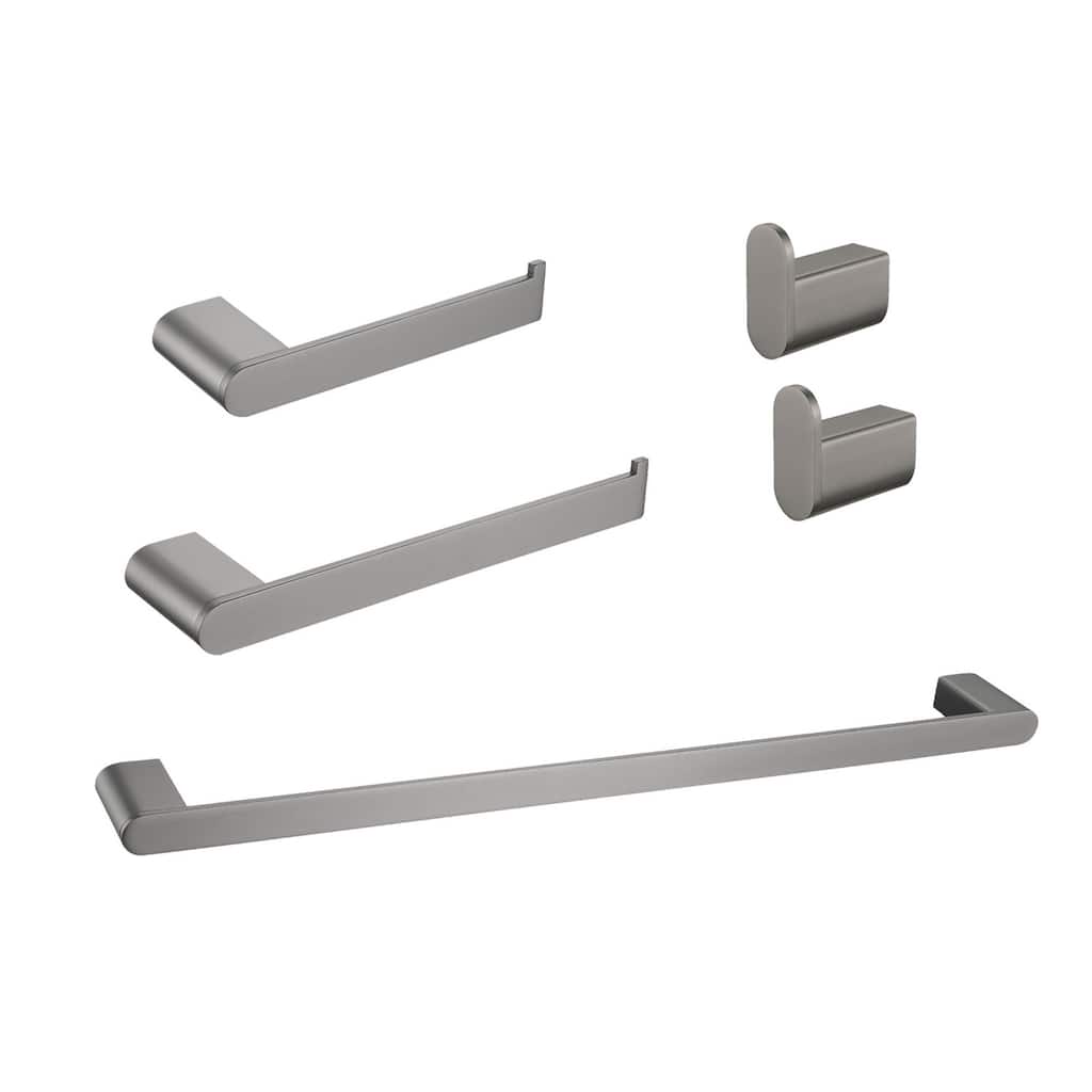 5 Piece Bathroom Hardware Set Grey Bathroom Accessories Set Wall Mount Stainless Steel Towel Holder Bar Set