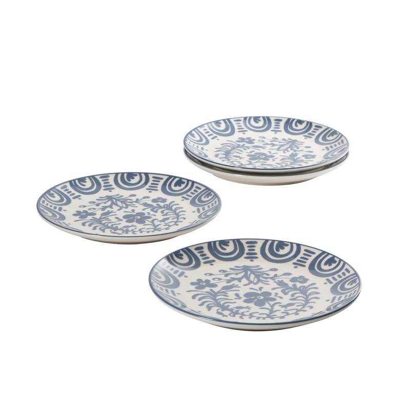 Bloomhouse - 2-Time Oprah's Favorite Things - Valencia Flor 4 Piece Salad Plate Set, 8.75" Stoneware Floral Decal Design