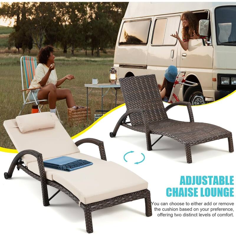 EROMMY Outdoor Patio Lounge Chair, Adjustable Recliner Outdoor Lounge Chairs, Multiple Colors Available