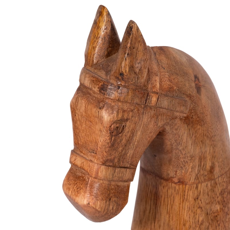 Wood Standing Horse with Saddle Figurine - Brown, 12" - 12.0"
