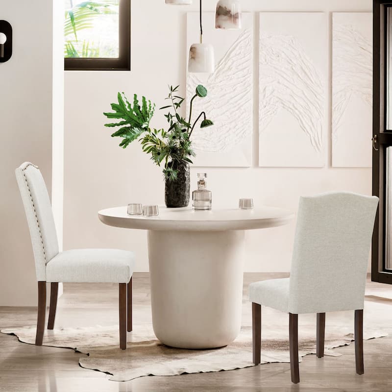 Padded Dining Chairs with Solid Wood Legs, Set of 2