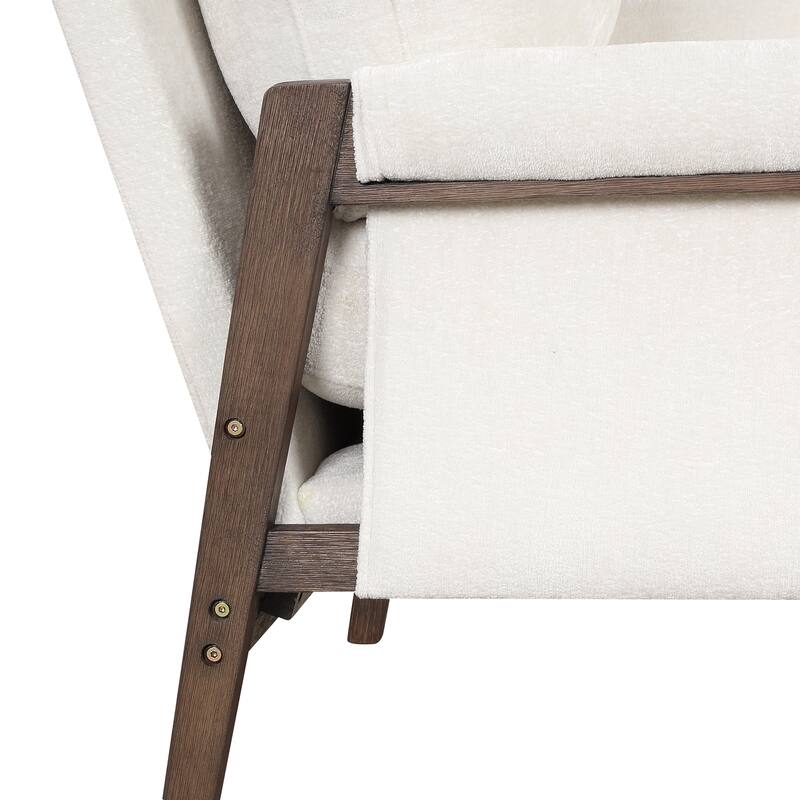 White 35.4" Velvet Arm Chair
