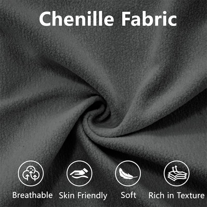 Chenille Cloud Couch Sectional Sofa with 2 Lumbar Pillows and 2 Throw Pillows and 1 Ottoman