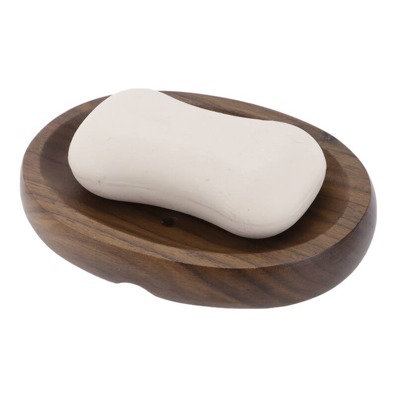 Portable Oval Soap Dish for Bathroom Kitchen 5.28"x3.78"x0.83" Deep Brown 1 Pc - Deep Brown