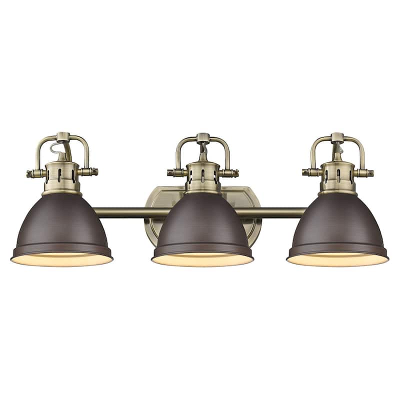 Golden Lighting Duncan 3 Light 25" Wide Bathroom Vanity Light - Aged Brass / Rubbed Bronze