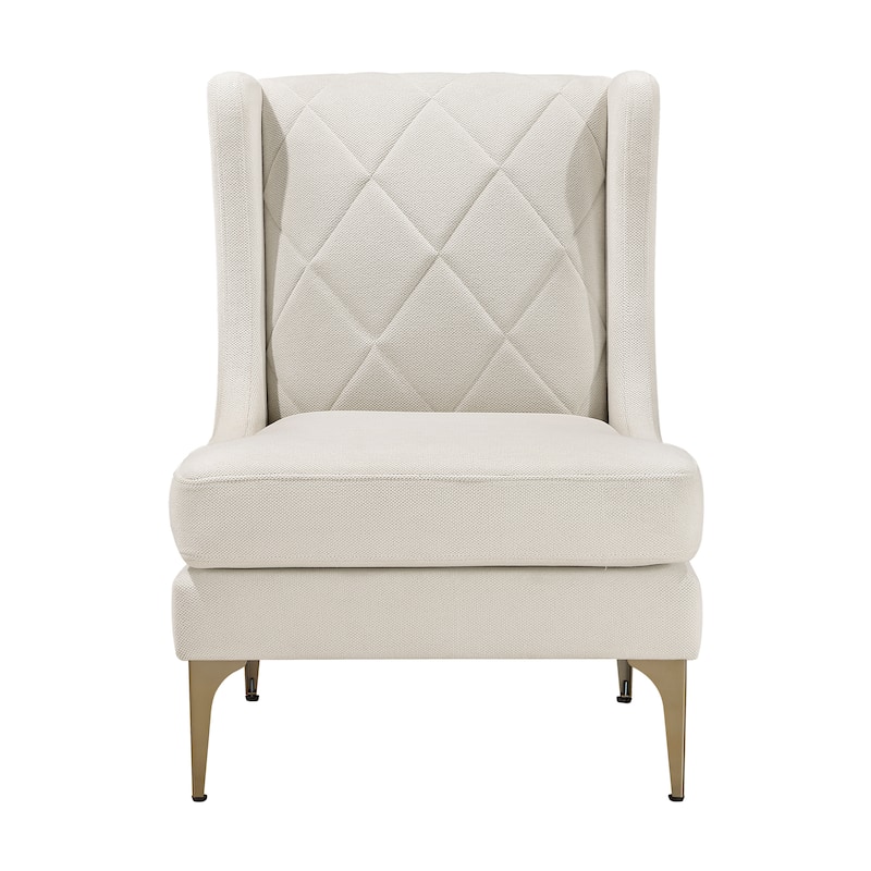Margo 28" Chenille Accent Chair - Brushed Gold Finish Metal Legs