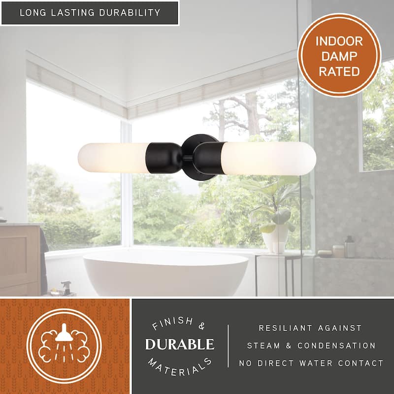 Thalia 24.75 in. Bath Bar Vanity Light White Glass Shade