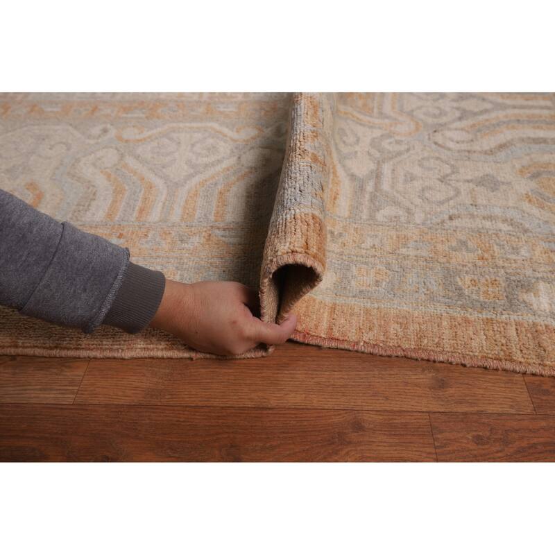 Orange Oushak Turkish Large Rug Hand-Knotted Oriental Wool Carpet - 12'2"x 14'10"