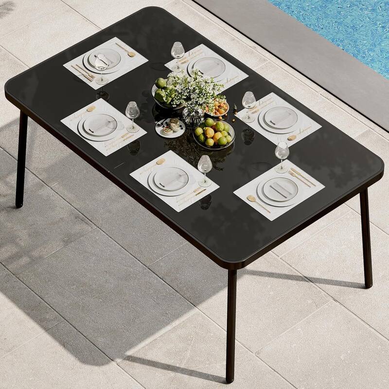 Garden Outdoor Patio Dining Table for 4 to 6 Person - N/A - Black