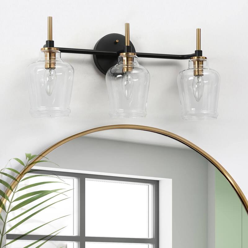 Modern 2/3/4-Light Black Gold Bathroom Vanity Lights Linear Glass Wall Sconces