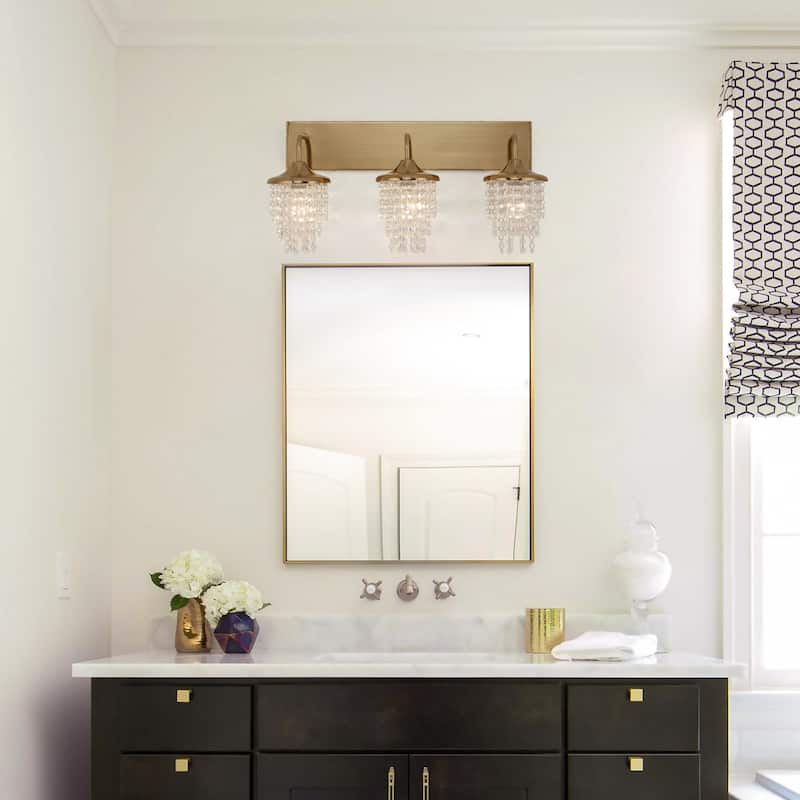 Modern 3-Light Crystal Dimmable Wall Vanity Light Fixture - 25.5-inch W x 11-inch H