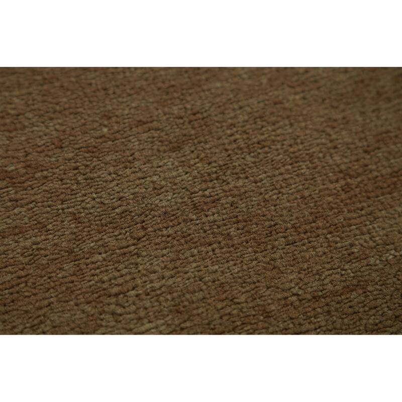 Hand Knotted Oriental 100% Wool Carpet Modern Solid Brown Gabbeh Area Rug - 9' 10'' X 5' 0''