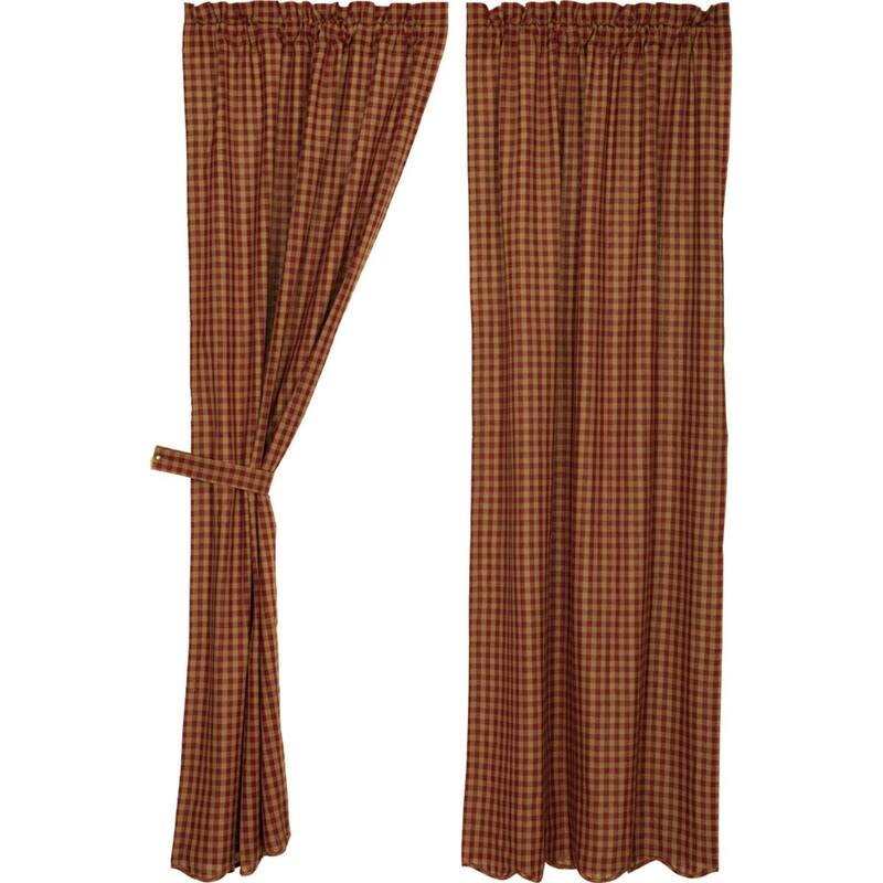 Primitive Curtains VHC Check Panel 84x40 Pair Rod Pocket Cotton - Panel 84x40