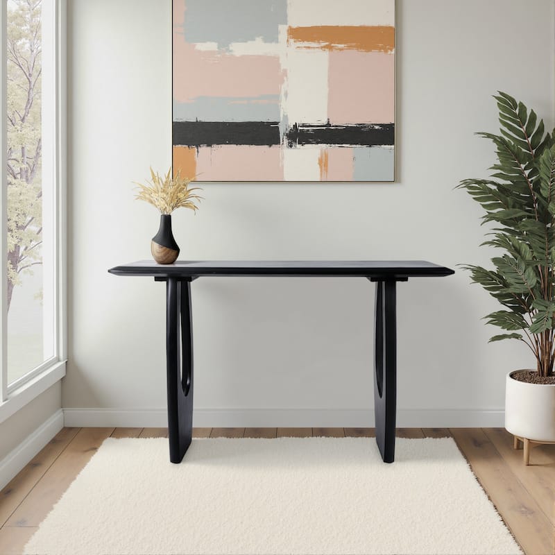 Solid Wood Console Table with Sculptural Base and Modern Design