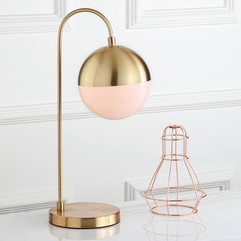 SAFAVIEH Lighting 21-inch Mid-Century Brass Gold Cappi LED Task Table Lamp.