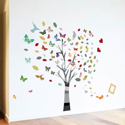 Walplus Colorful Flower Photo Frame Butterflies Nursery Wall Sticker