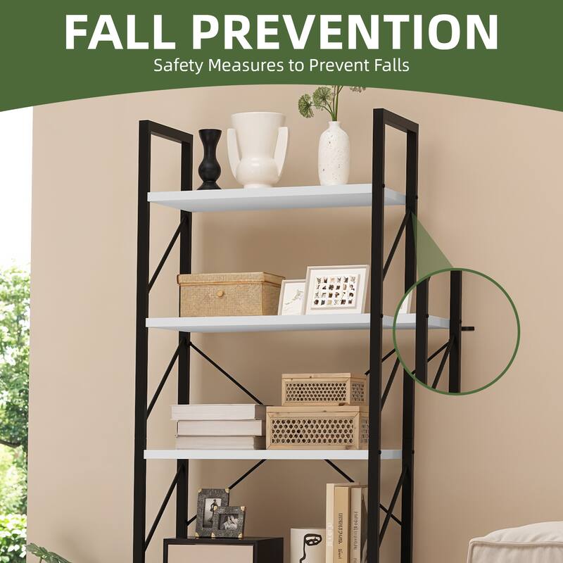 Moasis Industrial 62" Tall 5-Tier Bookshelf Open Shelf Bookcase for Living Room