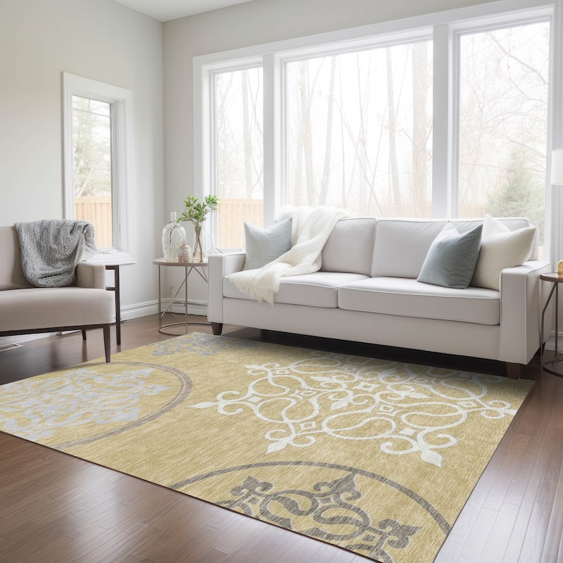 Machine Washable Indoor/ Outdoor Chantille Bold Medallion Rug