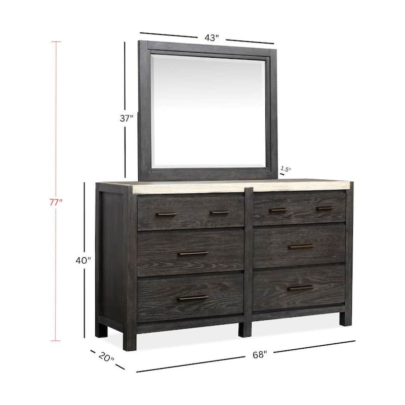 Magnussen Home Plum Creek Ravenwood Black Drawer Dresser with Landscape Mirror