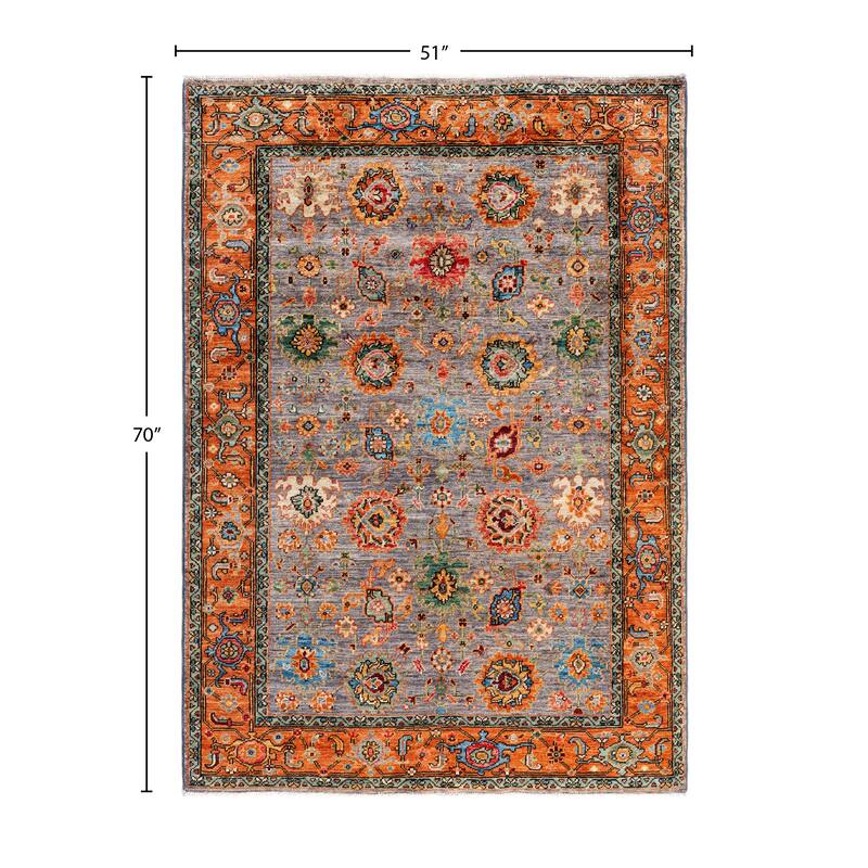 Serapi One-of-a-Kind Hand-Knotted Area Rug - Gray - 4' 3" x 5' 10"