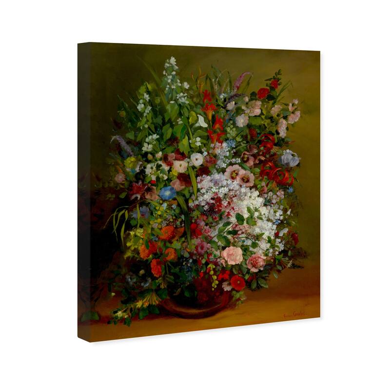 Wynwood Studio Canvas Floral and Botanical Gustave Courbet - Bouquet of Flowers Brown and Traditional Wall Art Canvas Print