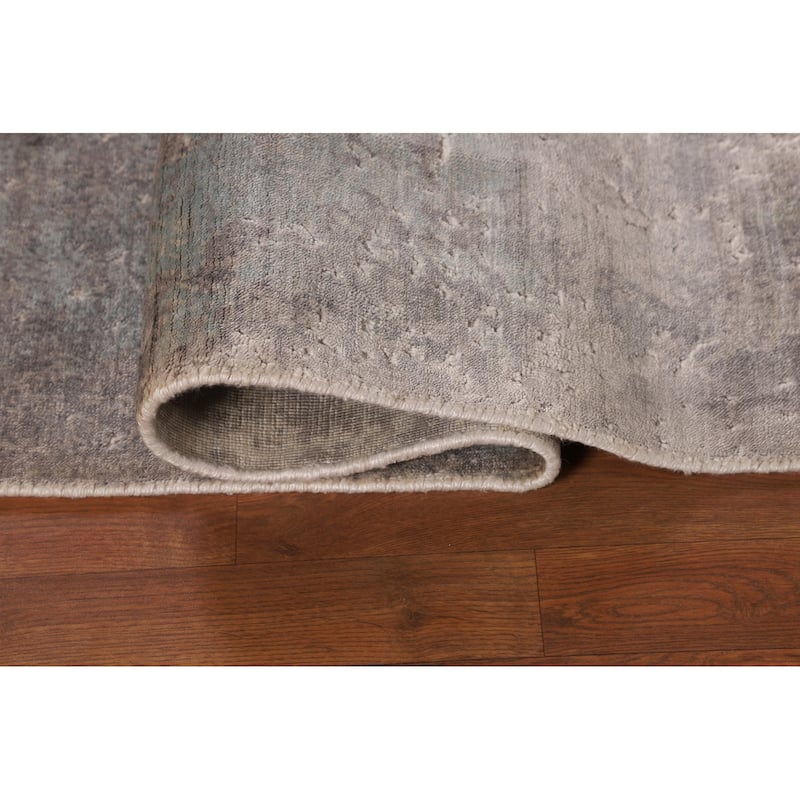 Abstract Modern Area Rug Hand-Knotted Grey Wool Carpet - 5'3"x 7'6"