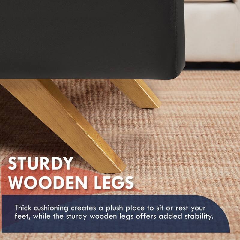 VECELO Black PU Leather Storage Bench 2 Styles with 4-Leg/Angled Legs Multifunctional Ottoman with Hinged Lid for Bedroom