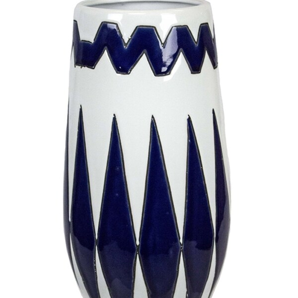 Striking Ceramic Decorative Vase, Blue and White