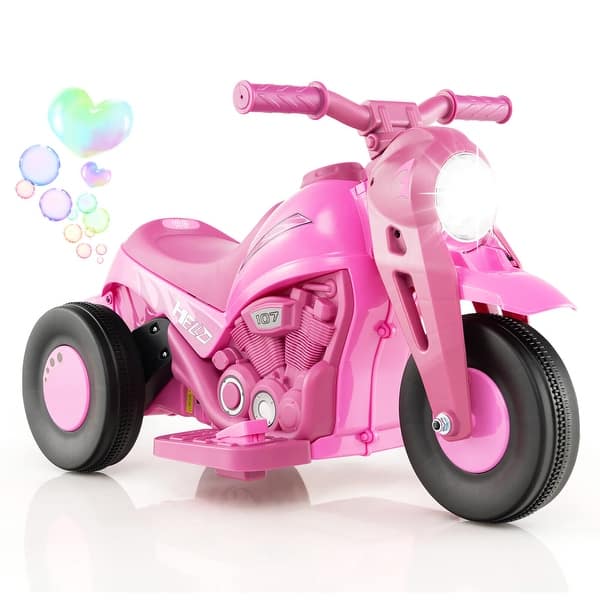 slide 2 of 40, Gymax 6V Kids Bubble Car Electric Ride on Motorcycle w/ Music Button & Pink