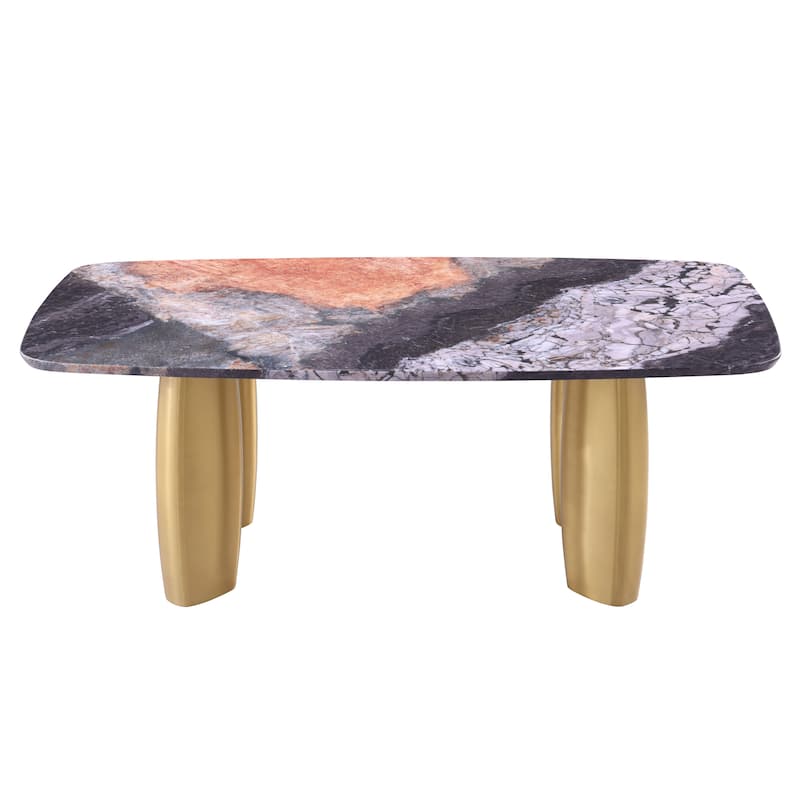 Furniture of America Luvien Modern 79-inch Multi-Color Sintered Stone Top Dining Table with Gold Legs - Multi