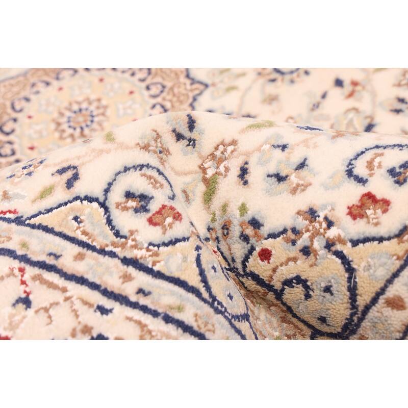 ECARPETGALLERY Hand-knotted Nain Cream Silk, Wool Rug - 2'9 x 14'3